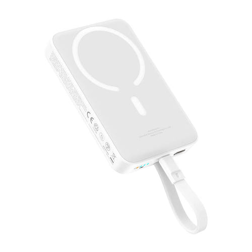 Baseus Mini édition Bayern - Batterie externe magnétique 10000 mAh, 30 W (blanche) : batterie fixée par aimants au dos d'un téléphone