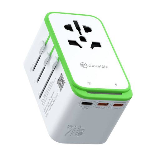 GlocalMe Roamplug - Adaptateur de voyage et hotspot 4G Wi-Fi 6, 70 W (blanc) : adaptateur de voyage GlocalMe Roamplug blanc