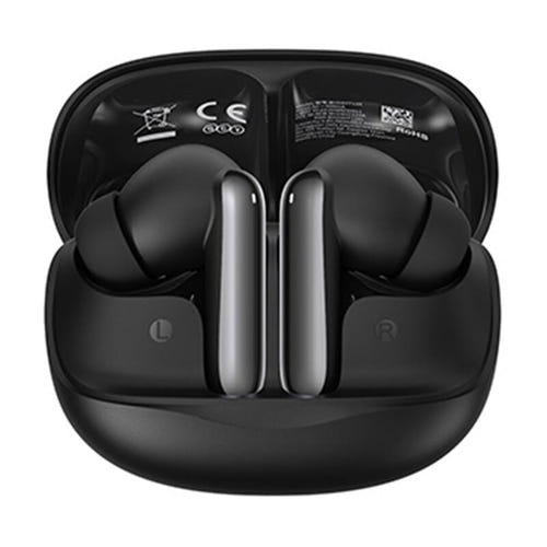QCY MeloBuds HT12 - Écouteurs sans fil à réduction de bruit -45 dB (noirs) : écouteur MeloBuds HT12 vu de près