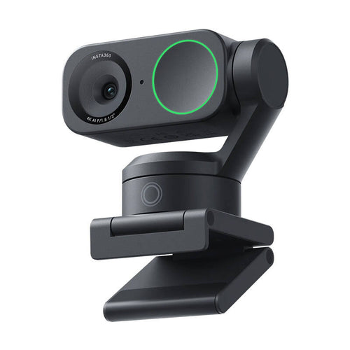 Insta360 Link 2 - Webcam 4K à nacelle 2 axes et suivi IA : webcam Insta360 Link 2 sur sa fixation magnétique