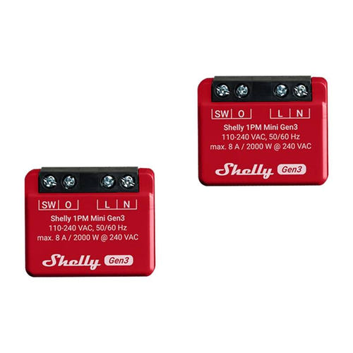 Shelly 1PM Mini Gen3 - Lot de 2 micromodules relais avec mesure de consommation : micromodule Shelly 1PM Mini Gen3 avec mesure