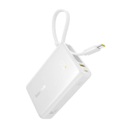 Baseus PicoGo - Batterie externe 10 000 mAh 45 W à écran digital (blanche) : écran digital du niveau de charge