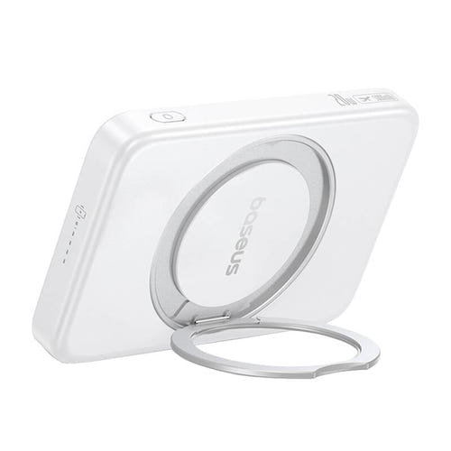 Baseus PicoGo Qi2 - Batterie externe magnétique 5000 mAh 20 W avec béquille : béquille pliante dépliée sous le téléphone