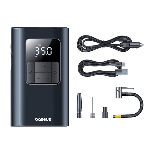 Baseus PrimeTrip VA1 - Compresseur portable 2 en 1 avec lampe torche (noir) : écran LCD de pression et molette des modes