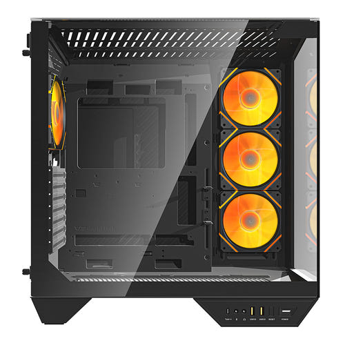 Darkflash DY470 - Boîtier PC Big Tower noir avec 4 ventilateurs ARGB : ventilateurs ARGB latéraux du DY470