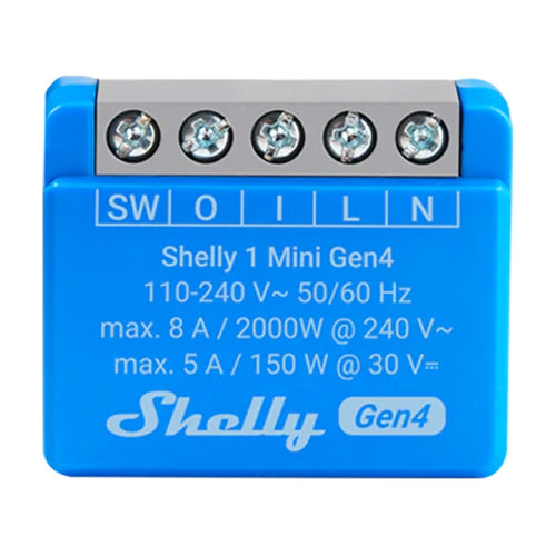 Shelly 1 Mini Gen4 - Micromodule relais Wi-Fi, Zigbee et Matter : micromodule Shelly 1 Mini Gen4 et ses bornes