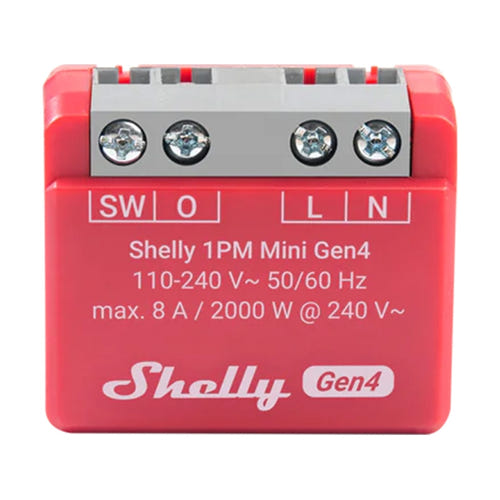 Shelly 1PM Mini Gen4 - Micromodule relais avec mesure de consommation : micromodule Shelly 1PM Mini Gen4 et ses bornes