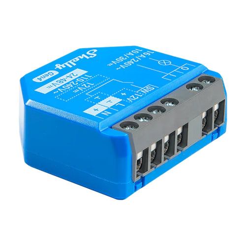 Shelly 1 Gen4 - Micromodule relais 16 A Wi-Fi, Zigbee et Matter : micromodule Shelly 1 Gen4 et son bornier