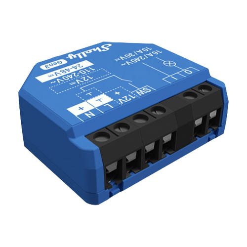 Shelly 1 Gen3 - Lot de 4 micromodules relais 16 A Wi-Fi et Bluetooth : bornier du module et section des conducteurs