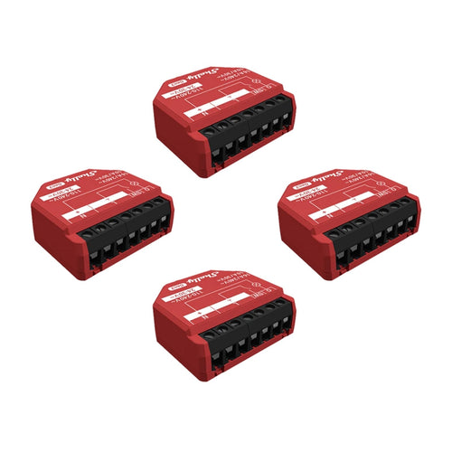 Shelly 1PM Gen3 - Lot de 4 micromodules relais avec mesure d'énergie : lot de quatre micromodules Shelly 1PM Gen3 rouges