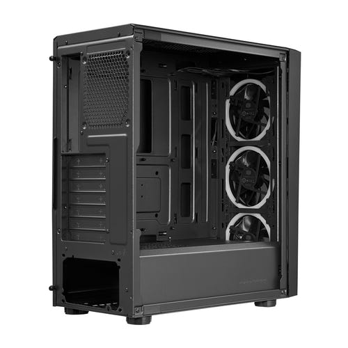 Cooler Master CMP 510 - Boîtier PC ATX verre trempé, 3 ventilateurs ARGB (noir) : panneau latéral en verre trempé et intérieur du boîtier