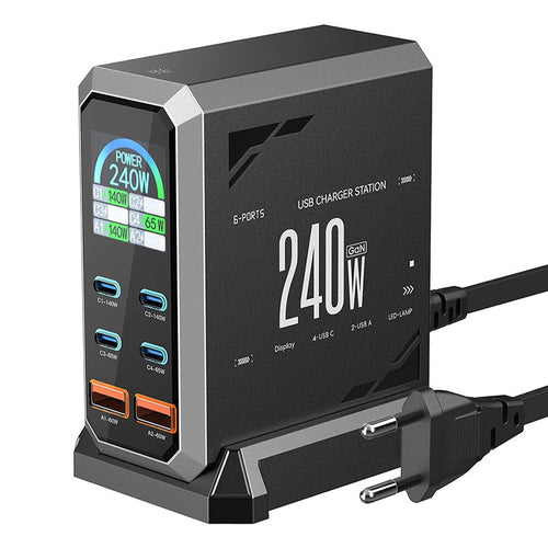 Blitzwolf BW-S31 - Chargeur secteur 240 W, 4 USB-C et 2 USB-A : chargeur secteur Blitzwolf BW-S31 noir