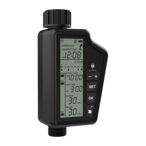 Avatto SWT60-EU - Programmateur d'arrosage Wi-Fi avec écran LCD : écran LCD et boutons de réglage du programmateur