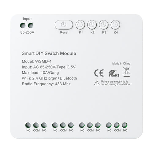 Avatto WSMD-4 250V - Module interrupteur DIY 4 canaux Wi-Fi et Bluetooth : module interrupteur DIY Avatto WSMD-4 250V à 4 canaux
