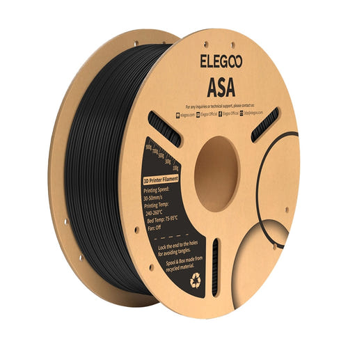 ELEGOO ASA - Filament 3D 1 kg résistant aux UV (noir) : bobine de filament ELEGOO ASA noir de 1 kg