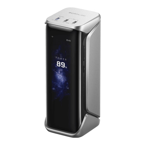 EcoFlow RAPID Pro X 27650 - Batterie externe 300 W, 99,54 Wh (argent) : batterie externe EcoFlow RAPID Pro X argent et son écran LCD