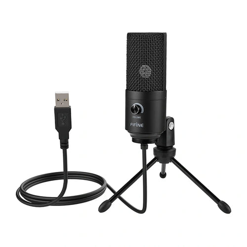 Fifine K669B - Microphone USB à condensateur cardioïde (noir) : molette de volume du Fifine K669B
