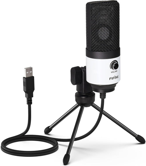 Fifine K669BW - Microphone USB à condensateur cardioïde (blanc) : microphone USB Fifine K669BW blanc