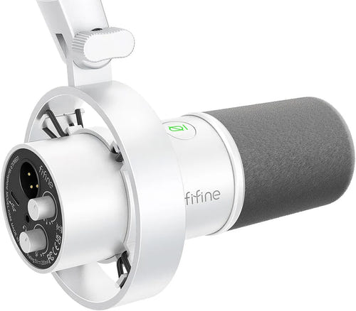 Fifine K688W - Microphone dynamique USB-C et XLR (blanc) : microphone dynamique Fifine K688W blanc