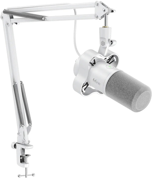 Fifine K688W - Microphone dynamique USB-C et XLR (blanc) : sorties USB-C et XLR du Fifine K688W