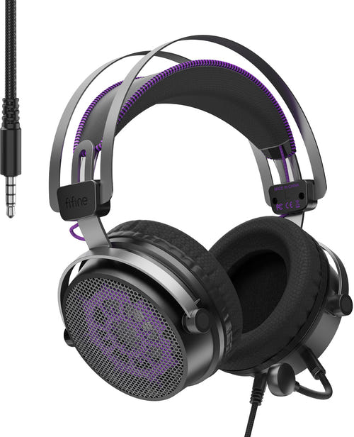 Fifine H18 - Casque gaming filaire 53 mm avec micro détachable (noir) : microphone détachable du casque Fifine H18