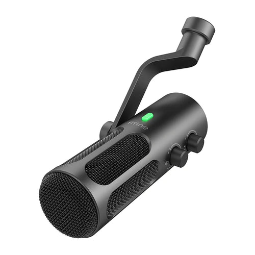 Fifine Tank 3 - Microphone dynamique métal USB-C et XLR (noir) : microphone dynamique Fifine Tank 3 noir sur trépied