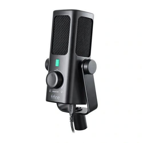Fifine Profile 3 - Microphone à condensateur USB-C 192 kHz (noir) : Fifine Profile 3 sur son pied de bureau