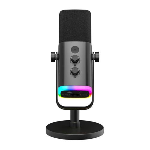 Fifine AM8 - Microphone dynamique USB et XLR avec pied (noir) : éclairage RGB du Fifine AM8