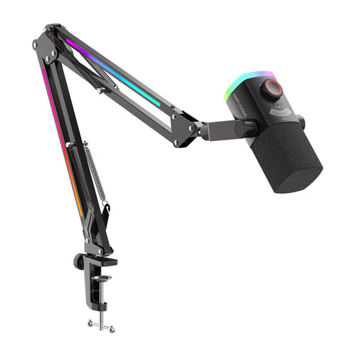 Fifine AM8proT - Microphone dynamique USB/XLR et bras RGB (noir) : molette Mix Control et dalle tactile du Fifine AM8proT