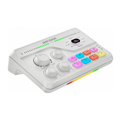 Fifine SC8W RGB - Table de mixage gaming XLR, optique et 48 V (blanche) : touches programmables et éclairage de la Fifine SC8W RGB