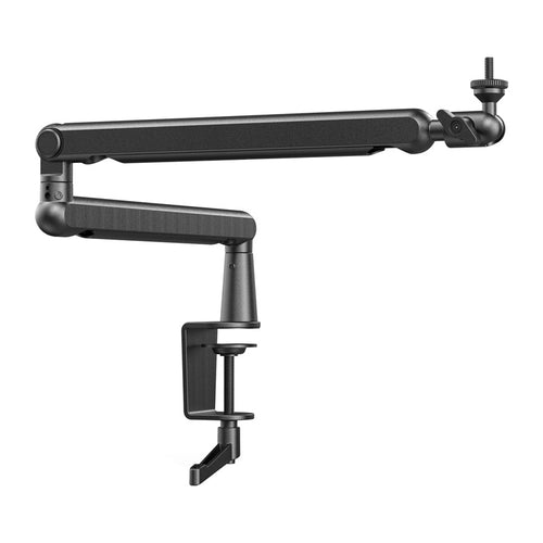 Fifine BM88 - Bras de microphone de bureau, portée 430 mm (noir) : bras de microphone Fifine BM88 noir fixé à un bureau