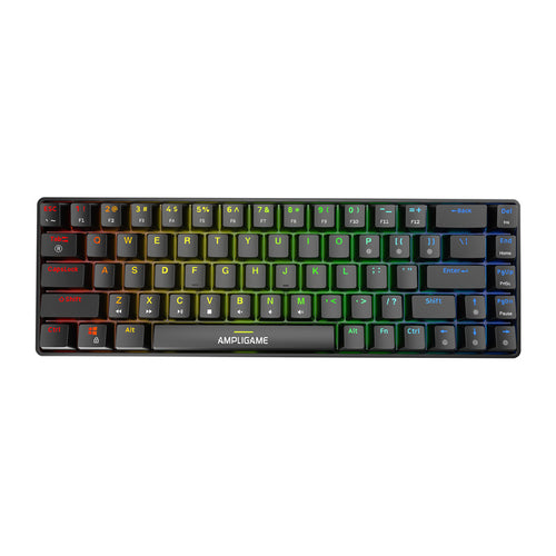 Fifine GK1 - Clavier mécanique 65 % RGB, switches rouges (noir) : clavier mécanique Fifine GK1 noir avec éclairage RGB