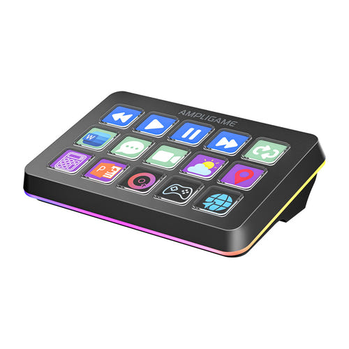 Fifine D6 - Contrôleur de streaming 15 touches LCD (noir) : touches LCD rétroéclairées du Fifine D6