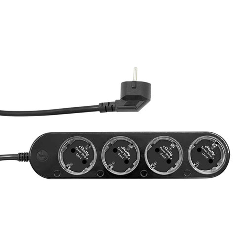 Shelly Power Strip 4 Gen4 - Multiprise connectée 4 prises Zigbee et Matter (noire) : multiprise connectée Shelly Power Strip 4 Gen4 noire à quatre prises