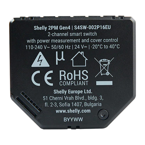 Shelly 2PM Gen4 - Module domotique 2 canaux Zigbee et Matter avec mesure d'énergie : format compact pour boîte d'encastrement