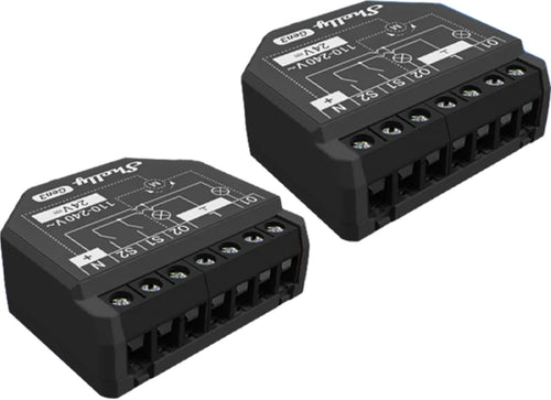 Shelly 2PM Gen3 - Lot de 2 modules volets 2 canaux Wi-Fi avec mesure d'énergie : lot de deux modules domotiques Shelly 2PM Gen3 noirs
