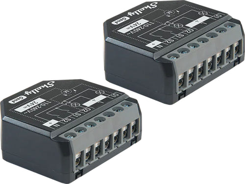 Shelly 2PM Gen4 - Lot de 2 modules domotiques 2 canaux Zigbee et Matter : lot de deux modules domotiques Shelly 2PM Gen4 noirs