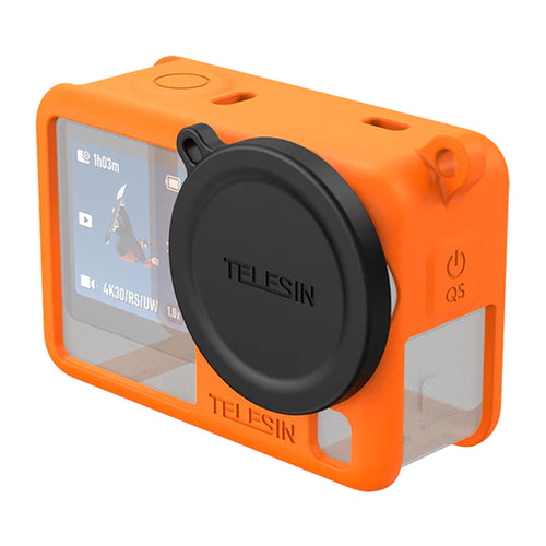 Telesin S6-PTC-11OG - Coque en silicone pour DJI Osmo Action 6 (orange) : coque en silicone orange Telesin pour DJI Osmo Action 6