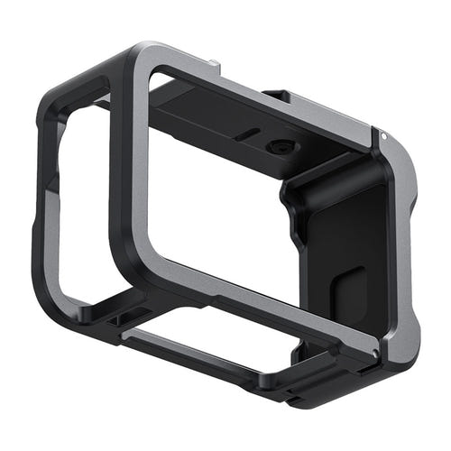 Telesin S6-FMS-35-TDJ - Cage aluminium pour DJI Osmo Action 6 : caméra installée dans la cage, ports accessibles
