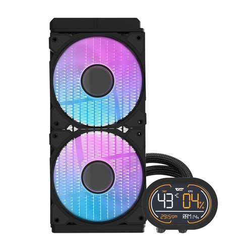darkFlash DH240D v2 - Watercooling AIO 240 mm ARGB à écran LED (noir) : éclairage ARGB des ventilateurs 120 mm