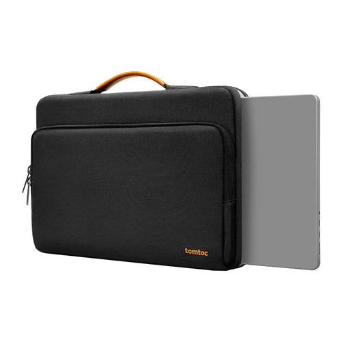 Tomtoc Defender-A14 - Sacoche pour ordinateur portable 16 pouces (noire) : poche avant et sangle élastique pour les clés