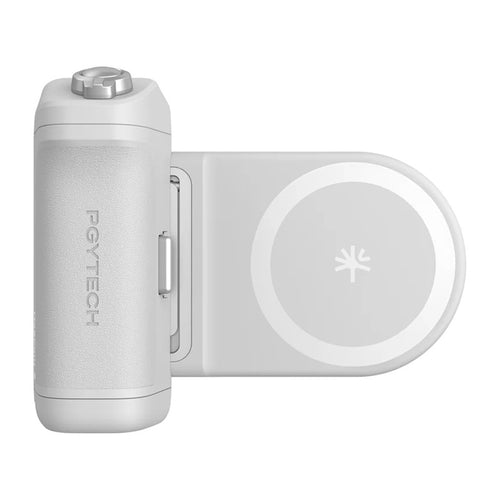 PGYTech MagCam 2 - Poignée photo magnétique 3 en 1 pour smartphone (grise) : poignée photo PGYTech MagCam 2 grise avec un smartphone