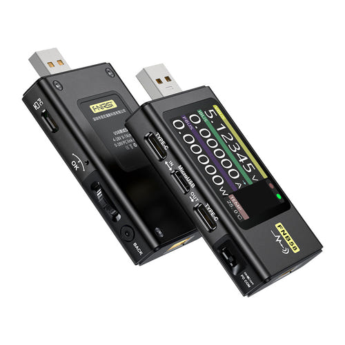 FNIRSI FNB58 - Testeur de port USB et de charge rapide PD 3.1 (noir) : courbes de tension et de courant en temps réel