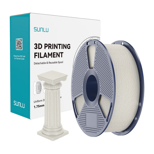 Sunlu PLA High-Speed Marble - Filament 3D effet marbre (châtaigne) : bobines de filament marbré châtaigne et bustes imprimés