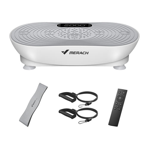 MERACH MR-2533W1-EU - Plateforme vibrante 99 niveaux, 150 W (blanche) : télécommande de la plateforme vibrante