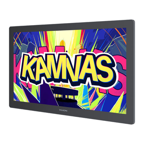 Huion Kamvas 22 Gen 3 - Tablette graphique 21,5 pouces 2560 x 1440 à 90 Hz (GS2203) : main dessinant au stylet sur l'écran de la tablette