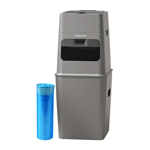 Neakasa PooGuard - Poubelle hermétique 9,2 L pour litière et déchets d'animaux (grise) : poubelle Neakasa PooGuard grise dans un salon