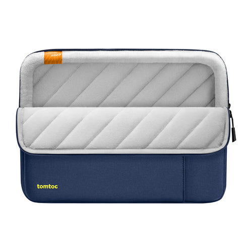Tomtoc Defender-A13 - Housse pour ordinateur portable 14 pouces (bleu marine) : gouttes d'eau sur le tissu déperlant