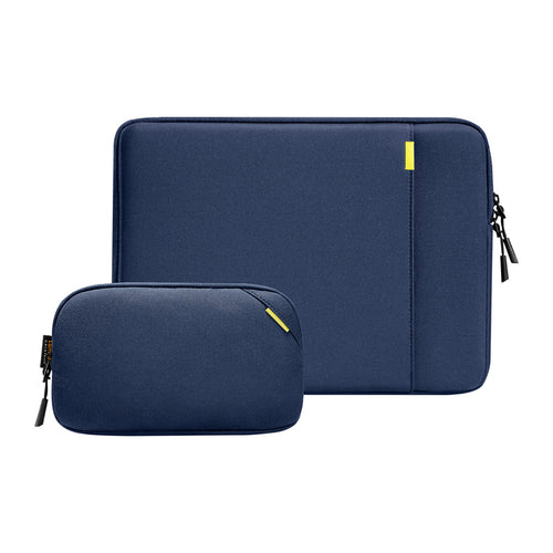 Tomtoc Defender-A13 - Housse 14 pouces et trousse à accessoires (bleu marine) : housse Tomtoc Defender-A13 bleu marine et son contenu