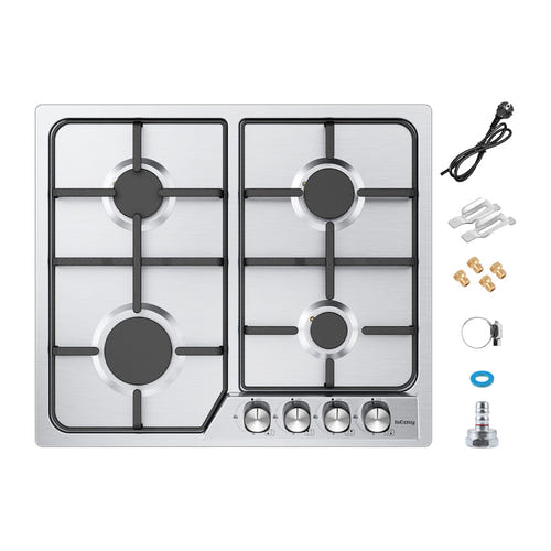 IsEasy MGBG-604C - Table de cuisson au gaz encastrable 4 brûleurs : table de cuisson IsEasy encastrée dans un plan de travail